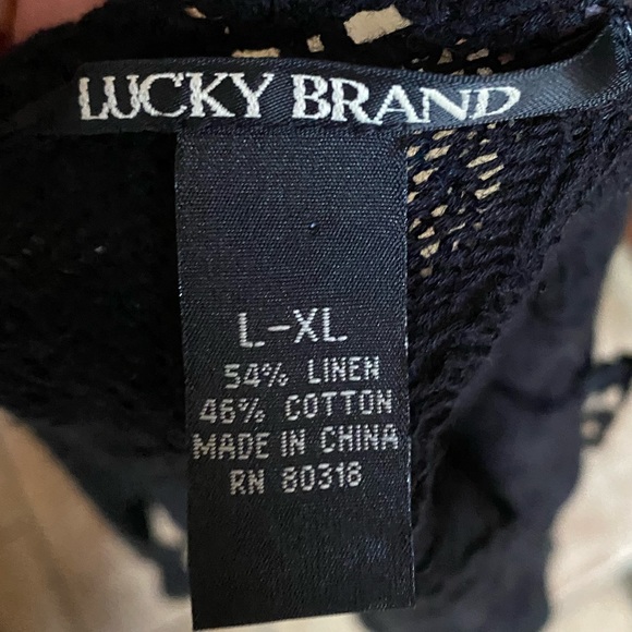 Lucky Brand L/XL Black Open Knit Cardigan Short Linen/Cotton Sweater - Picture 4 of 5